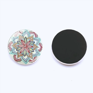 Imán de cristal de 25mm con diseño de mandala y base magnética para pizarras blancas
