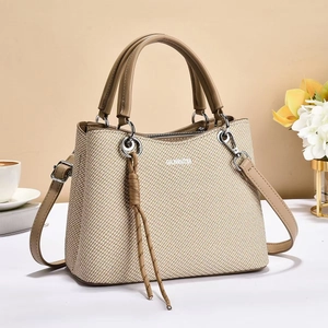 Women Fashion Handbag Large Capacity PU Leather Woven Texture Crossbody Shoulder Bag With Detachable Strap Daily Casual