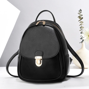 Fashion Women Backpack PU Leather Lychee Pattern Mini Small Travel Bag Retro Versatile Ladies Rucksack With Metal Lock