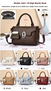 Detaillierte Größentabelle für Retro-Handtasche aus PU-Leder mit Farbauswahl-Optionen