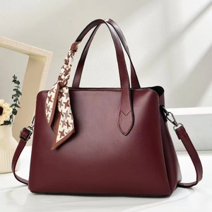 Grand Sac Cabas En Cuir PU Sac À Main Avec Décoration De Foulard En Satin Sac À Bandoulière Pour Femmes Mode Tendance