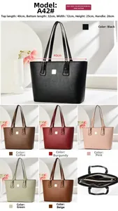 Detailed view of large capacity tote bag with inner compartments and six color options