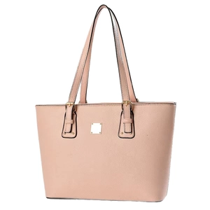 Elegant pink lychee texture leather tote bag with gold hardware for professional women