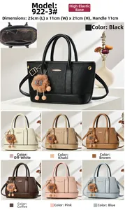 Detailed size specifications and interior layout of the vertical embossed leather tote bag