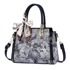 Elegant Chinese style embroidered handbag with silk scarf and detachable gold strap