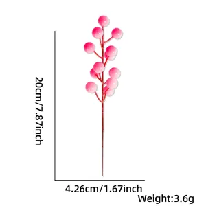 Guía de medidas para tallo de bayas rosas artificiales con altura de 20cm y ancho de 4,26cm