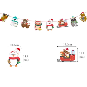 Cartoon Weihnachts-Tiergirlande Girlande mit Maßen von Pinguin- und Schlittenelementen