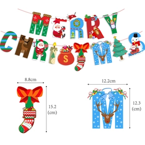 Detailed view of Merry Christmas banner letters with Santa and reindeer dimensions