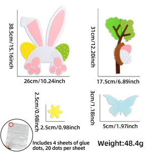 Detailed DIY Easter felt set with bunny, tree, and butterfly wall stickers for party decor