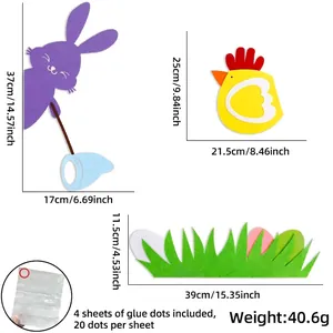Oster-Fensterbilder Set aus Filz mit Hase und Küken inklusive Größenangaben
