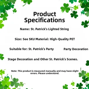 Liste détaillée des spécifications de la guirlande LED de trèfles pour la Saint-Patrick