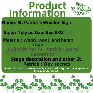 Detail of St. Patrick's Day wooden plaque with fur strip trim and hanging hemp rope