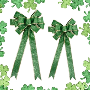 St. Patrick's Day Fiocco Glitterato Verde Decorazione Appesa Con Bordo Oro Grande Decorazione Festa Festival Irlandese Per Porta Muro
