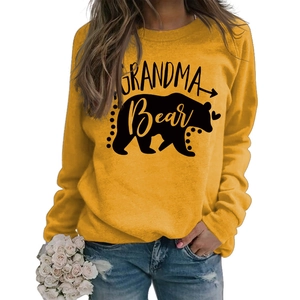 Ginger Grandma Bear long sleeve sweatshirt for women styled with casual denim jeans