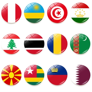 Runde Weltflagge Kühlschrankmagnete Kristallglas Magnetische Aufkleber Für Kühlschrank Whiteboard Heimdekoration Nationalflagge Magnete