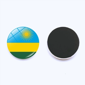 Vorder- und Rückseite des 25mm Ruanda-Flaggen-Kühlschrankmagneten aus Kristallglas mit Magnet