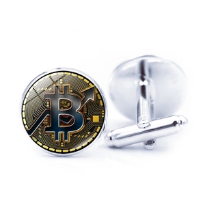 Gemelli Con Logo Bitcoin Uomo Business Lega Cupola In Vetro Stile Francese Tema Cripto Gioielli Regali