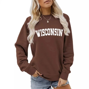 Women's Wisconsin vintage brown crewneck sweatshirt in loose fit casual style