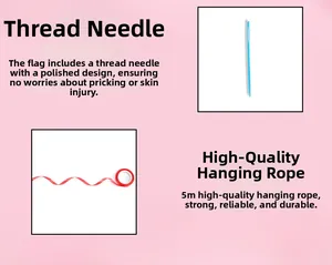 Detailed set of 5m red hanging rope and blue plastic needle for heart banner assembly