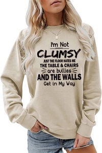 Close-up of ribbed cuffs and screen-printed text on this casual long-sleeve sweatshirt