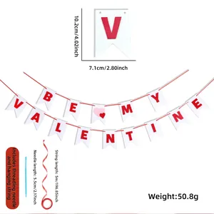 Detail of Be My Valentine felt banner set including 5m red string and a threading needle