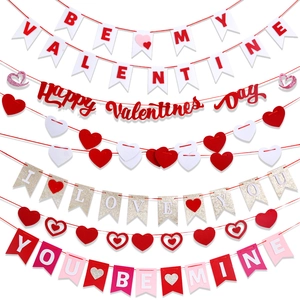 Valentine's Day Felt Banner Heart Garland LOVE Letter Hanging Decorations For Party Mall Home Proposal Background Festive Decor