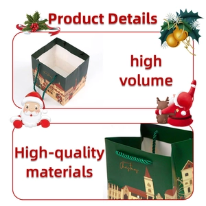 Details zur Weihnachtsgeschenktüte mit festlicher Illustration und gewebten Griffen