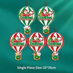 Close-up of 5-piece Christmas hot air balloon ceiling hanging decorations set