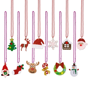 12er-Set festliche Weihnachtsketten mit glitzernden Anhängern und bunten Perlenketten
