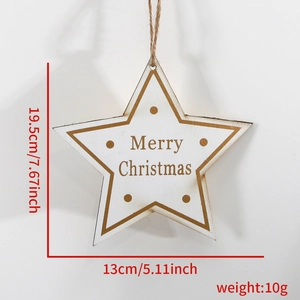 Decorazione natalizia a forma di stella in legno bianco e oro con scritta Merry Christmas