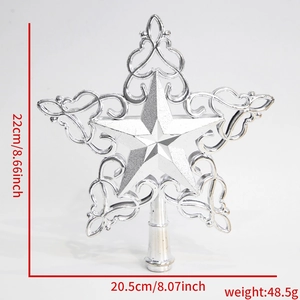 Detailaufnahme der silbernen 22cm Weihnachtsbaumspitze mit Maßen und Hohlmuster