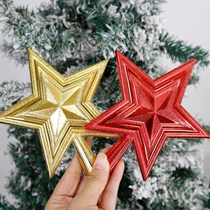 Cimier de sapin de Noël en étoile pailletée dorée et rouge pour décor de fête