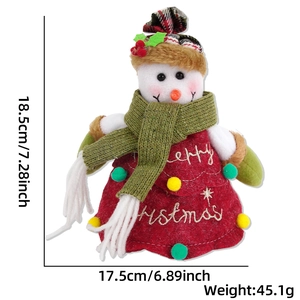 Detailed size specifications of 18.5cm tall snowman plush gift bag for Christmas candy