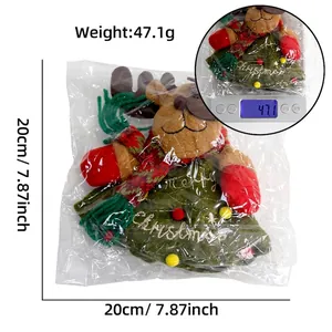 Christmas reindeer plush gift bag with Merry Christmas embroidery, 20cm festive candy pouch