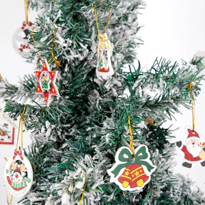 Christmas Wooden Ornaments Cartoon Santa Claus Reindeer Snowman Bell Hanging Decorations For Xmas Tree DIY Craft Holiday Gift