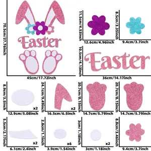 Glitzerndes lila Oster-Wandtattoo-Set mit Hasenohren und Buchstaben, 11-teiliges Set