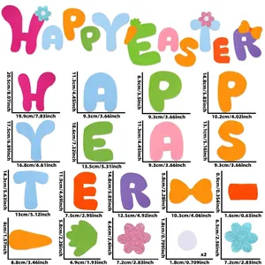 Größentabelle für Frohe Ostern DIY Filz-Wandaufkleber mit bunten Buchstaben-Mustern