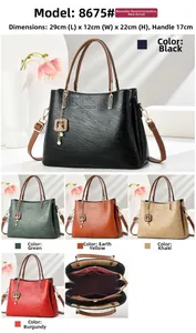 Detailed size chart for retro PU leather handbag showing dimensions 29x12x22cm and interior