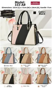Detailed multi-compartment interior and color options for the large contrast tote bag