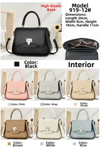 Multi-color lychee texture handbags with interior layout and size specifications