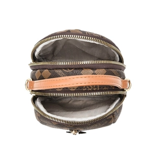 Borsa a tracolla monogramma marrone con manico e ampi scomparti interni con zip