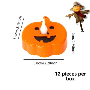 Detailed view of Halloween LED pumpkin candle lights with precise size and dimensions
