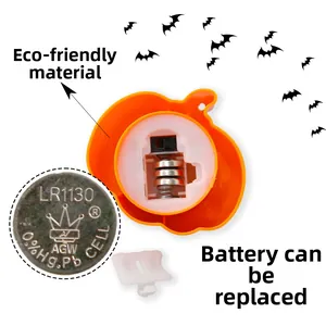 Detail view of the Halloween pumpkin lamp base with 3 LR1130 batteries and battery compartment