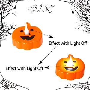 Halloween pumpkin LED candle lights showing on and off lighting effects for party decor