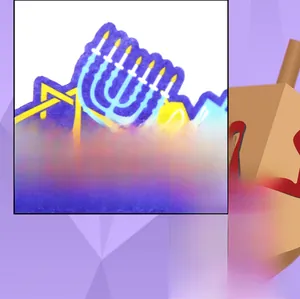 Detail of Hanukkah glasses with Menorah and Star of David felt patterns