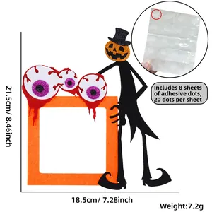 Detail of Halloween pumpkin felt light switch frame with dimensions and glue dots