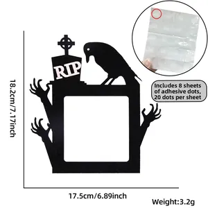 Halloween black felt frame featuring a raven and RIP tombstone, includes adhesive dots