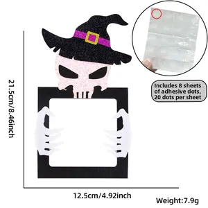 Detailed Halloween skull switch frame with pink sequins and precise size dimensions