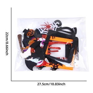 Halloween felt wall sticker kit featuring bat, pumpkin, and spider web decorations