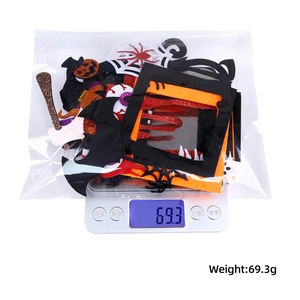 Detailed view of Halloween felt switch stickers and decorations set weighing 69.3g